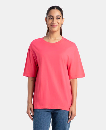 Super Combed Cotton Oversized T-Shirt with Drop Shoulder Styling - Rogue Red