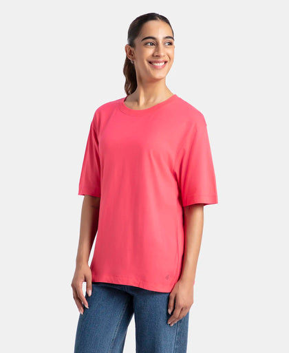 Super Combed Cotton Oversized T-Shirt with Drop Shoulder Styling - Rogue Red