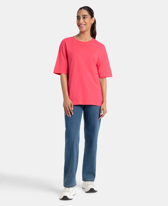 Super Combed Cotton Oversized T-Shirt with Drop Shoulder Styling - Rogue Red