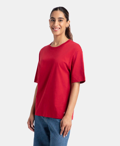 Super Combed Cotton Oversized T-Shirt with Drop Shoulder Styling - Rhythemic Red