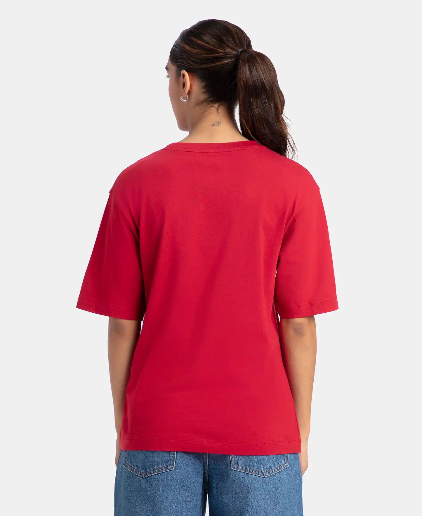 Super Combed Cotton Oversized T-Shirt with Drop Shoulder Styling - Rhythemic Red