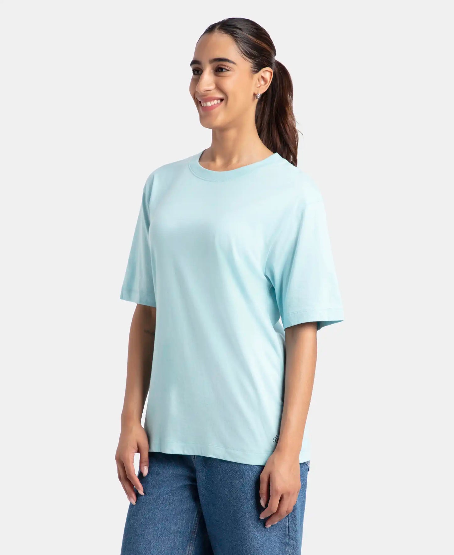 Super Combed Cotton Oversized T-Shirt with Drop Shoulder Styling - Sea Angel