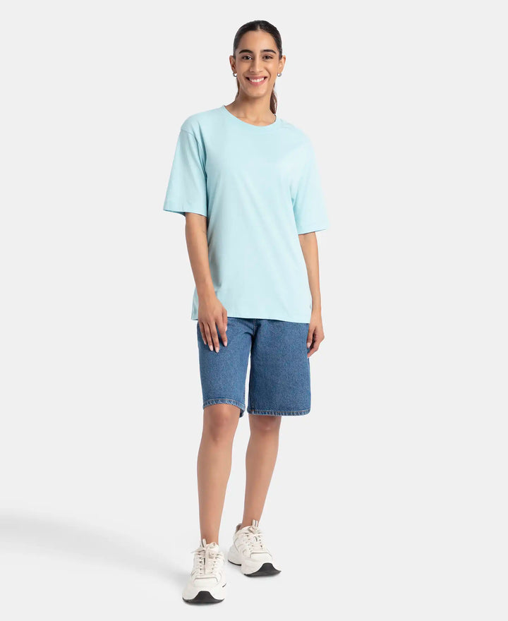 Super Combed Cotton Oversized T-Shirt with Drop Shoulder Styling - Sea Angel