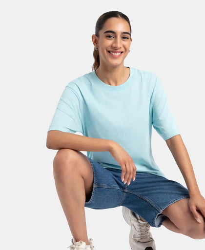 Super Combed Cotton Oversized T-Shirt with Drop Shoulder Styling - Sea Angel