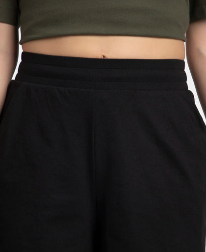Super Combed Cotton Rich Straight Fit Shorts with Side Pockets - Black