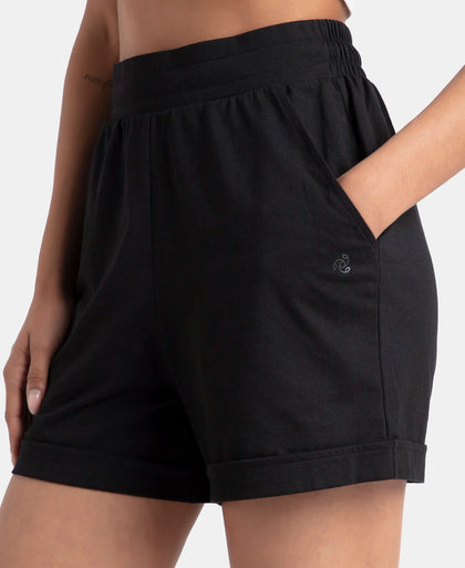 Super Combed Cotton Rich Straight Fit Shorts with Side Pockets - Black