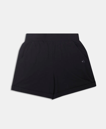 Super Combed Cotton Rich Straight Fit Shorts with Side Pockets - Black