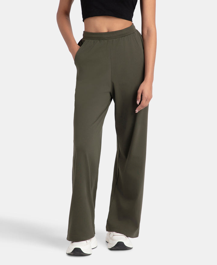 Super Combed Cotton Rich Straight Fit Wide Leg Pants - Deep Depths