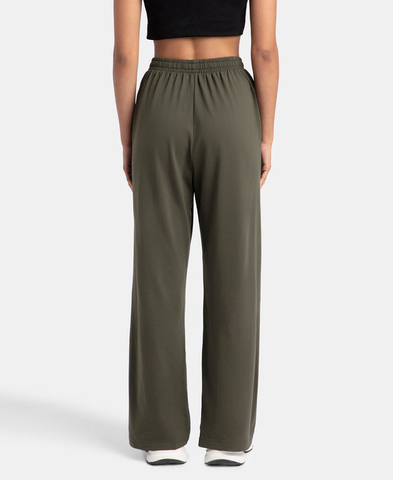 Super Combed Cotton Rich Straight Fit Wide Leg Pants - Deep Depths