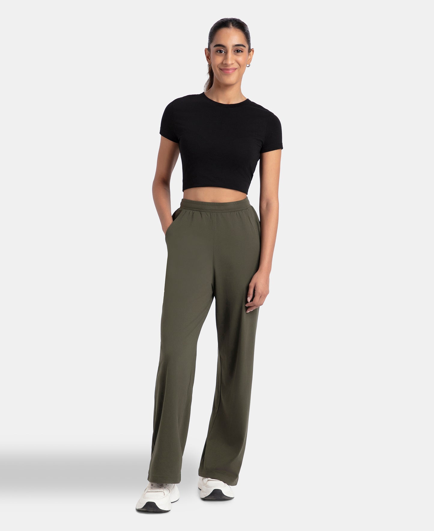 Super Combed Cotton Rich Straight Fit Wide Leg Pants - Deep Depths