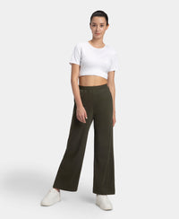 Super Combed Cotton Rich Straight Fit Wide Leg Pants - Deep Depths