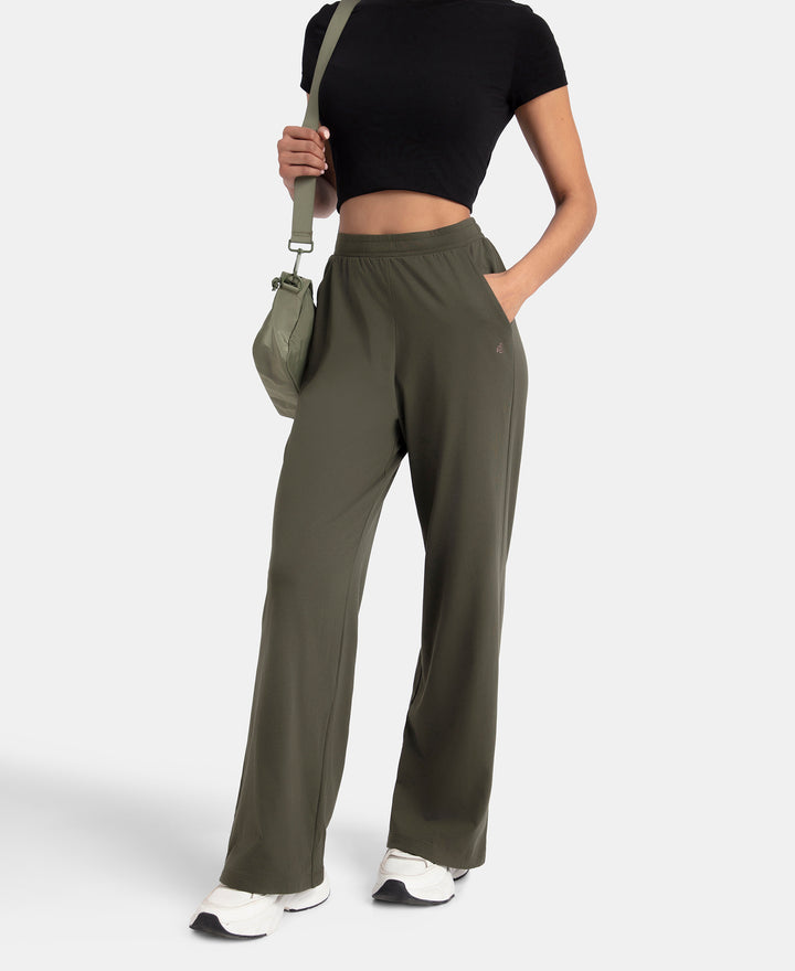 Super Combed Cotton Rich Straight Fit Wide Leg Pants - Deep Depths