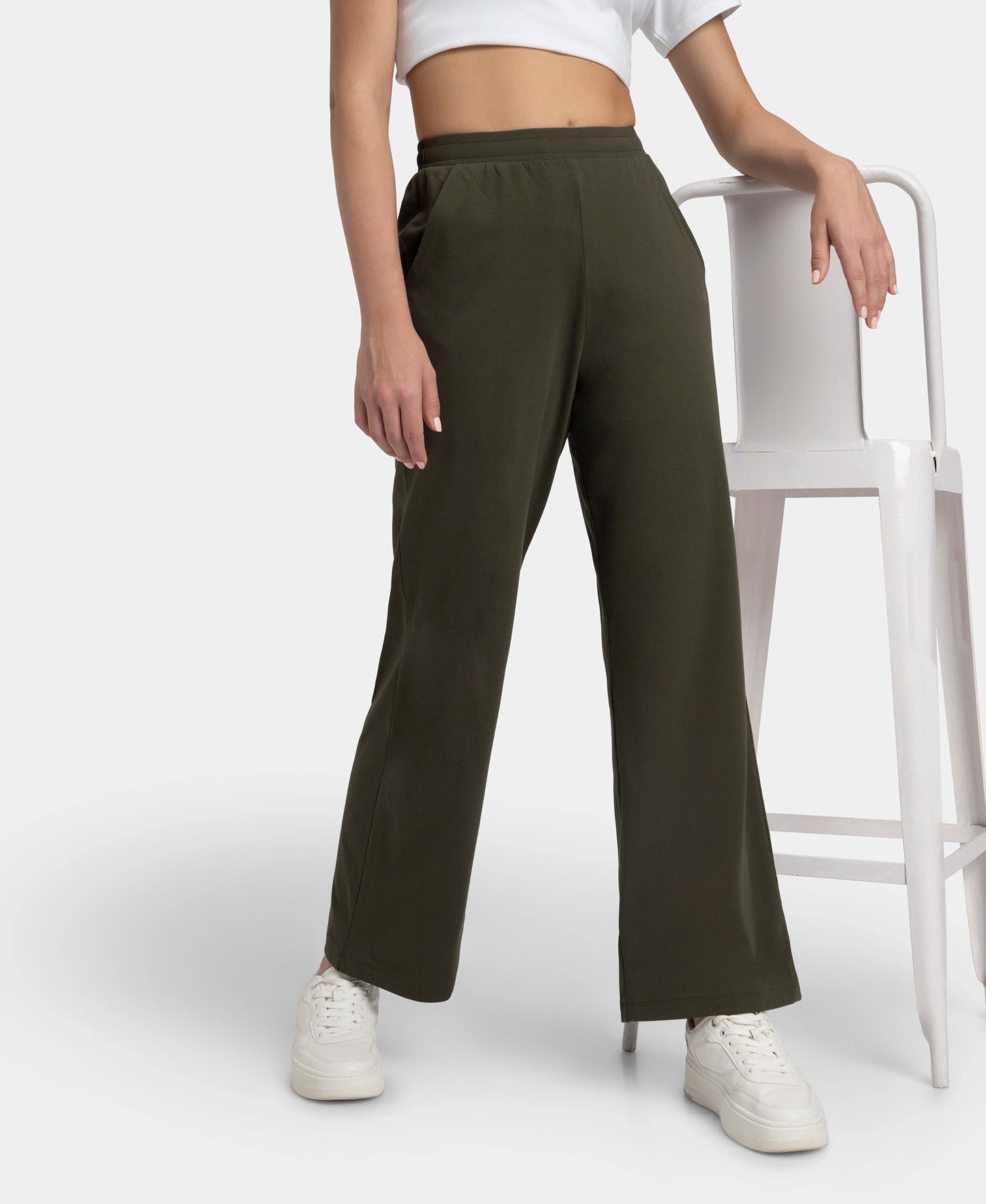 Super Combed Cotton Rich Straight Fit Wide Leg Pants - Deep Depths