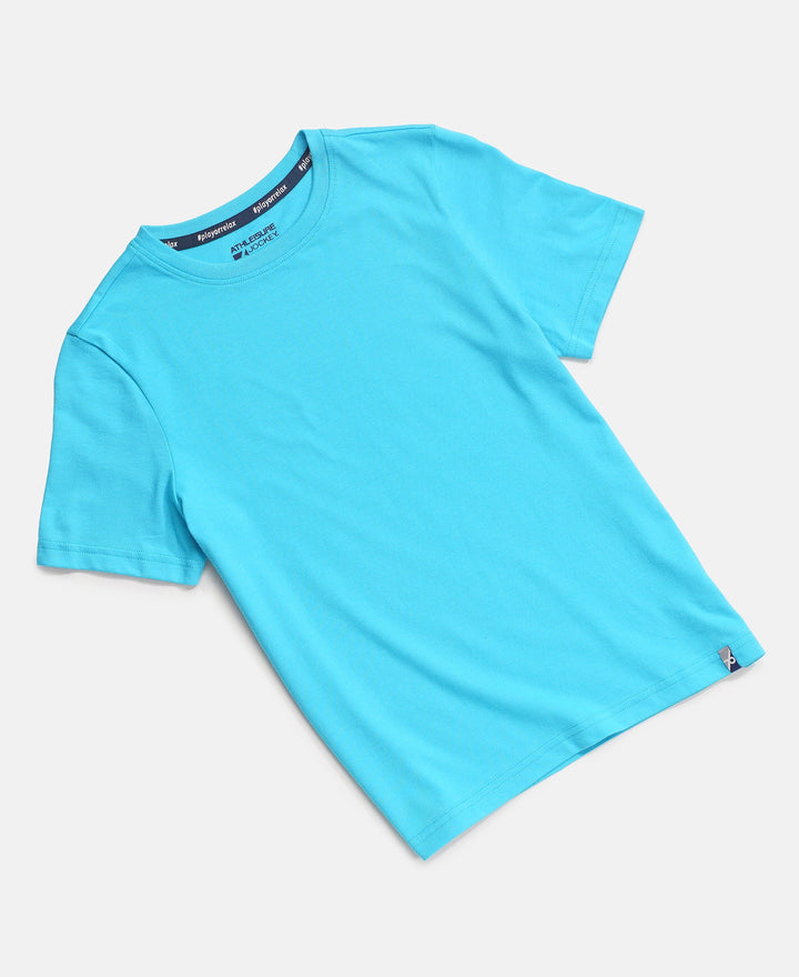 Boy's Super Combed Cotton Round Neck Half Sleeve T-Shirt - Scuba Blue