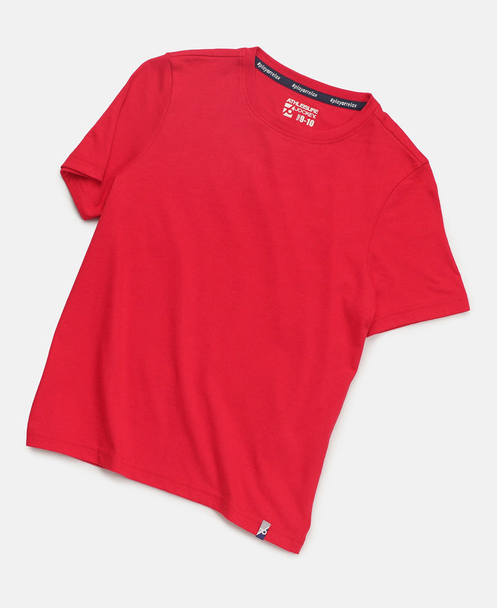 Boy's Super Combed Cotton Round Neck Half Sleeve T-Shirt - Team Red