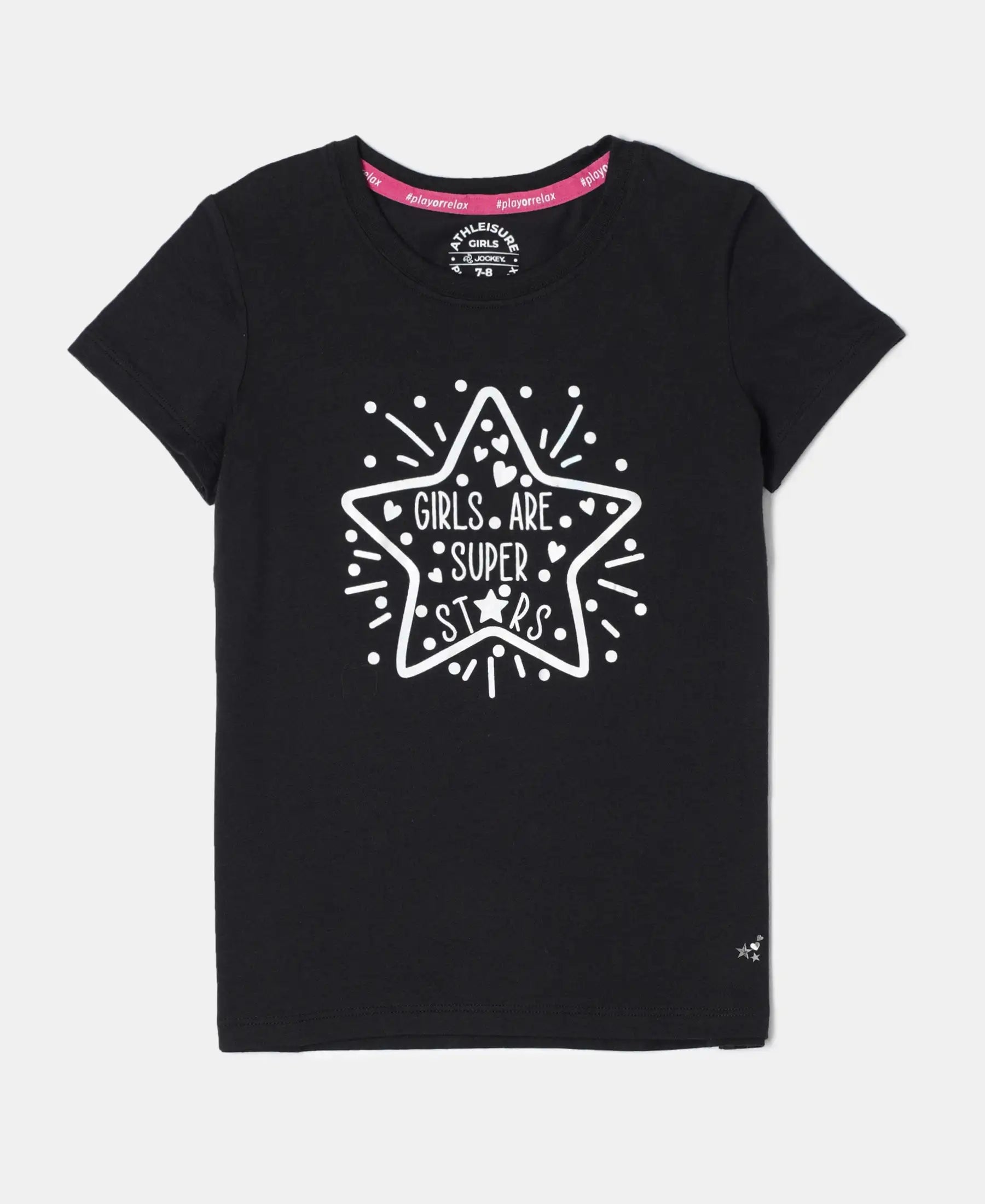 Buy Girl's Super Combed Cotton Graphic Printed T-Shirt - Black AG01 ...