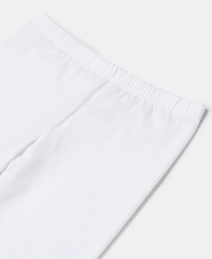 Girl's Super Combed Cotton Elastane Stretch Capri - White