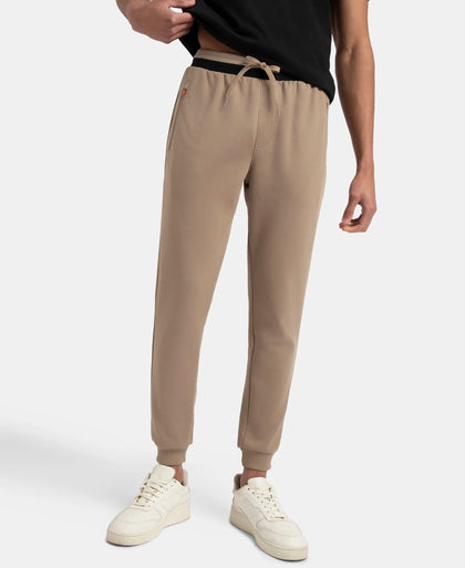 Super Combed Cotton Rich Pique Slim Fit Jogger with Zipper Pockets - Desert Taupe