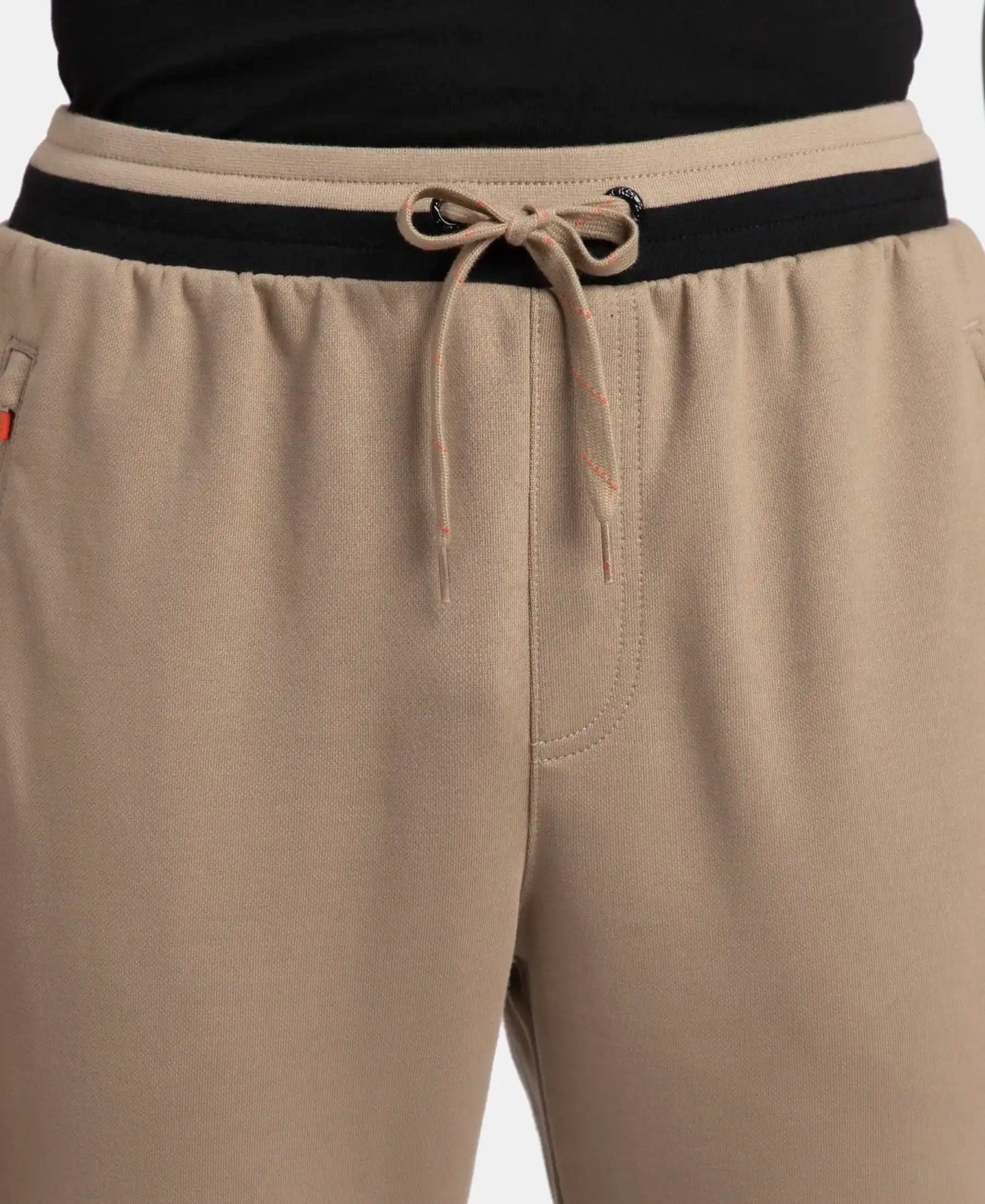 Super Combed Cotton Rich Pique Slim Fit Jogger with Zipper Pockets - Desert Taupe