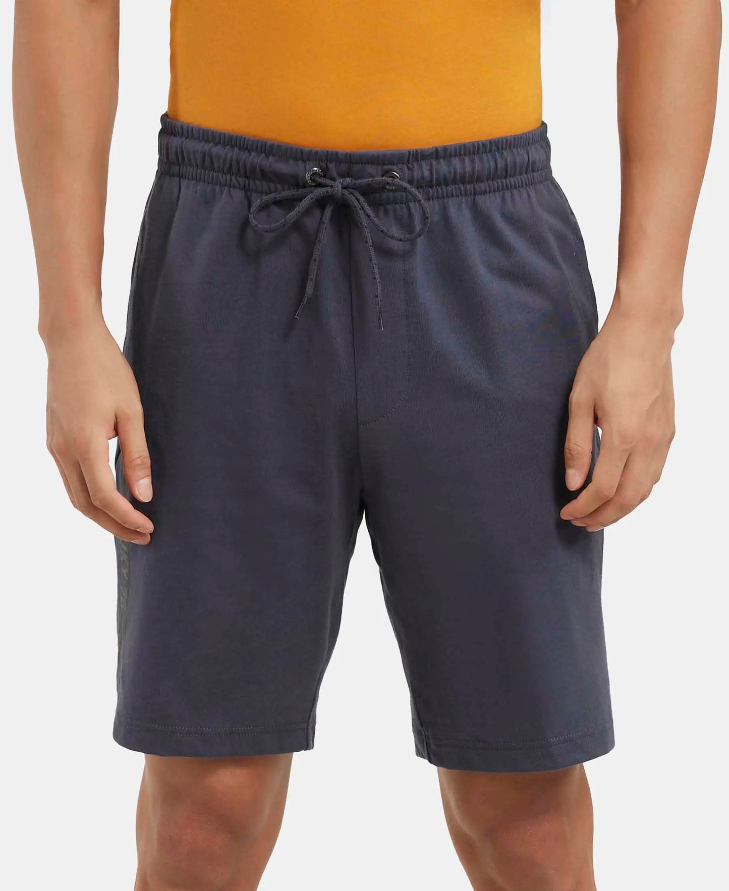 Super Combed Cotton Straight Fit Shorts with Side Pockets - Graphite-1