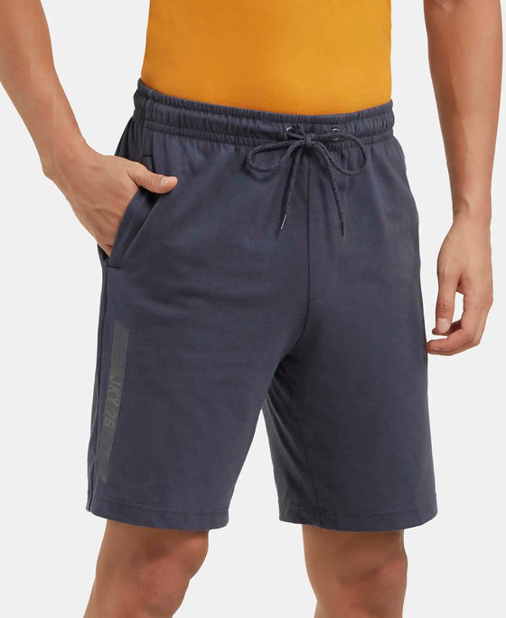 Super Combed Cotton Straight Fit Shorts with Side Pockets - Graphite-2