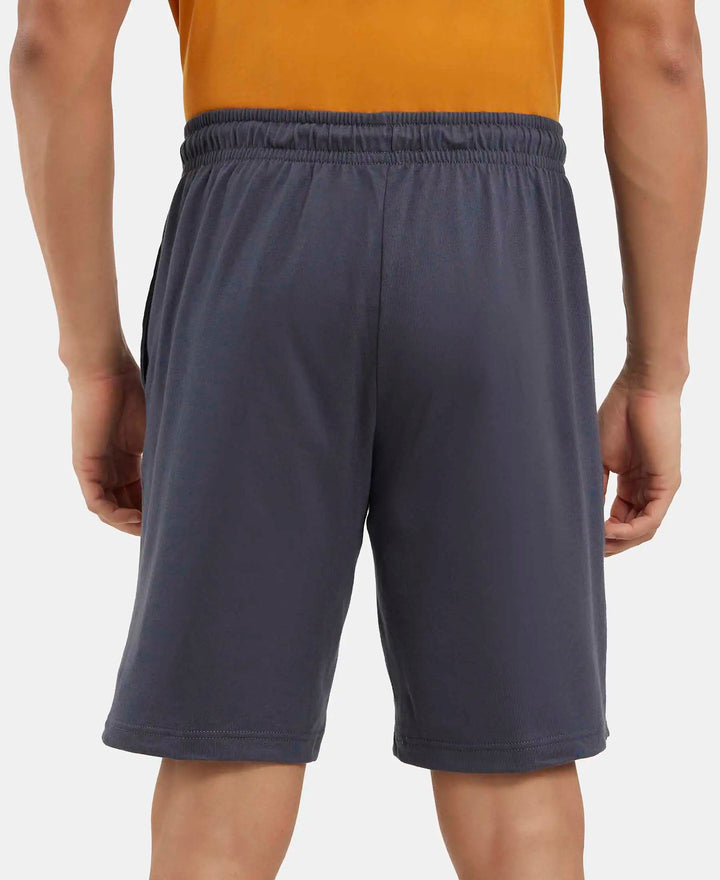 Super Combed Cotton Straight Fit Shorts with Side Pockets - Graphite-3