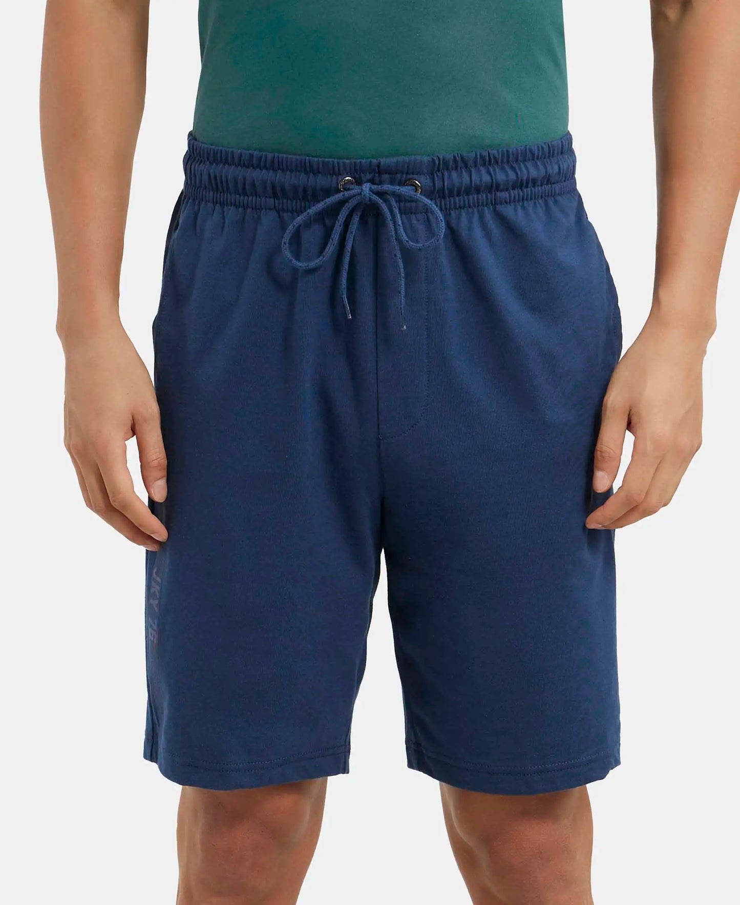 Super Combed Cotton Straight Fit Shorts with Side Pockets - Insignia Blue-1