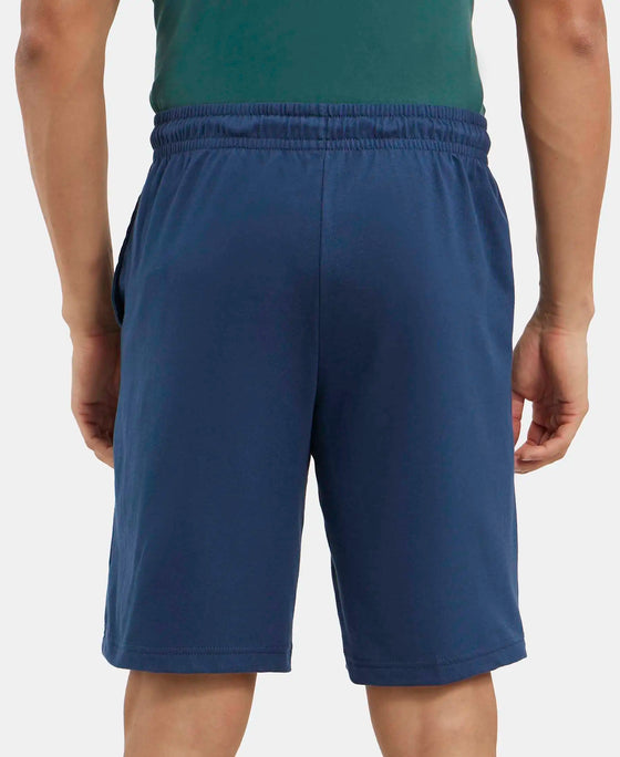 Super Combed Cotton Straight Fit Shorts with Side Pockets - Insignia Blue-3