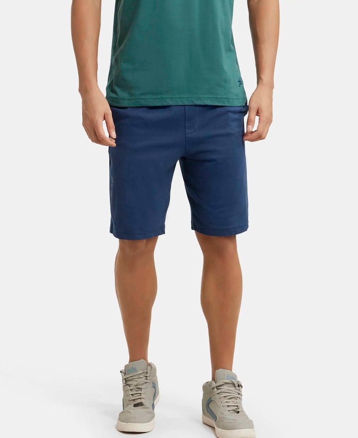 Super Combed Cotton Straight Fit Shorts with Side Pockets - Insignia Blue-5