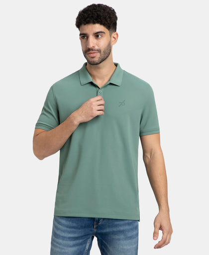 Microfiber Fabric Solid Half Sleeve Polo T-Shirt with StayDry & StayFresh Technology - Green