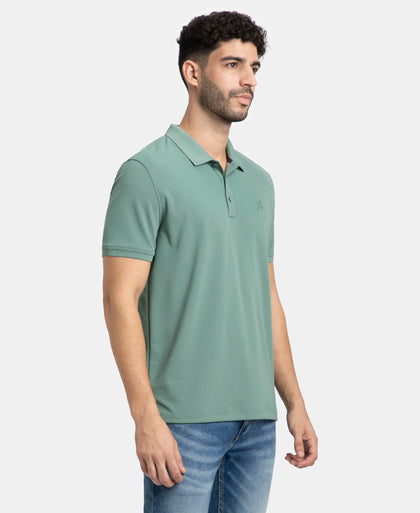 Microfiber Fabric Solid Half Sleeve Polo T-Shirt with StayDry & StayFresh Technology - Green