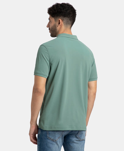 Microfiber Fabric Solid Half Sleeve Polo T-Shirt with StayDry & StayFresh Technology - Green