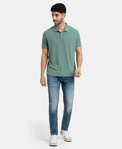 Microfiber Fabric Solid Half Sleeve Polo T-Shirt with StayDry & StayFresh Technology - Green