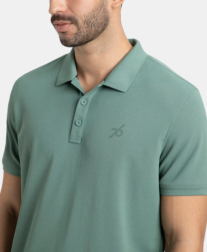 Microfiber Fabric Solid Half Sleeve Polo T-Shirt with StayDry & StayFresh Technology - Green