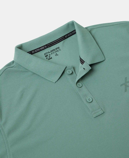 Microfiber Fabric Solid Half Sleeve Polo T-Shirt with StayDry & StayFresh Technology - Green