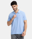 Microfiber Fabric Solid Half Sleeve Polo T-Shirt with StayDry & StayFresh Technology - Lt Blue