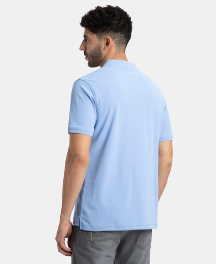 Microfiber Fabric Solid Half Sleeve Polo T-Shirt with StayDry & StayFresh Technology - Lt Blue