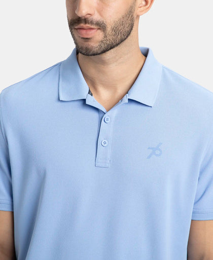 Microfiber Fabric Solid Half Sleeve Polo T-Shirt with StayDry & StayFresh Technology - Lt Blue