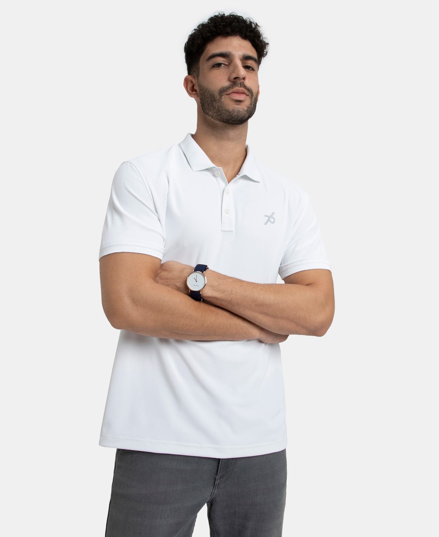 Pack of 2 Microfiber Fabric Solid Half Sleeve Polo T-Shirt with StayDry & StayFresh Technology - White & Lt Blue