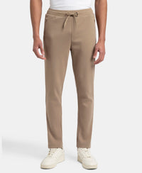 Super Combed Cotton Rich Pique Slim Fit Trackpant with Side Zipper Pockets - Desert Taupe