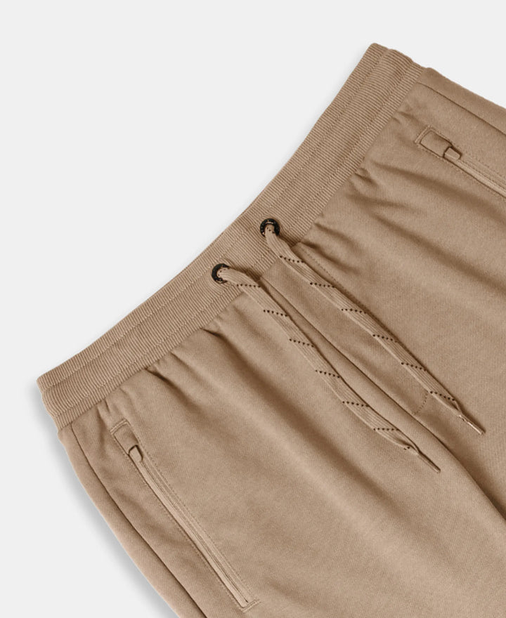 Super Combed Cotton Rich Pique Slim Fit Trackpant with Side Zipper Pockets - Desert Taupe