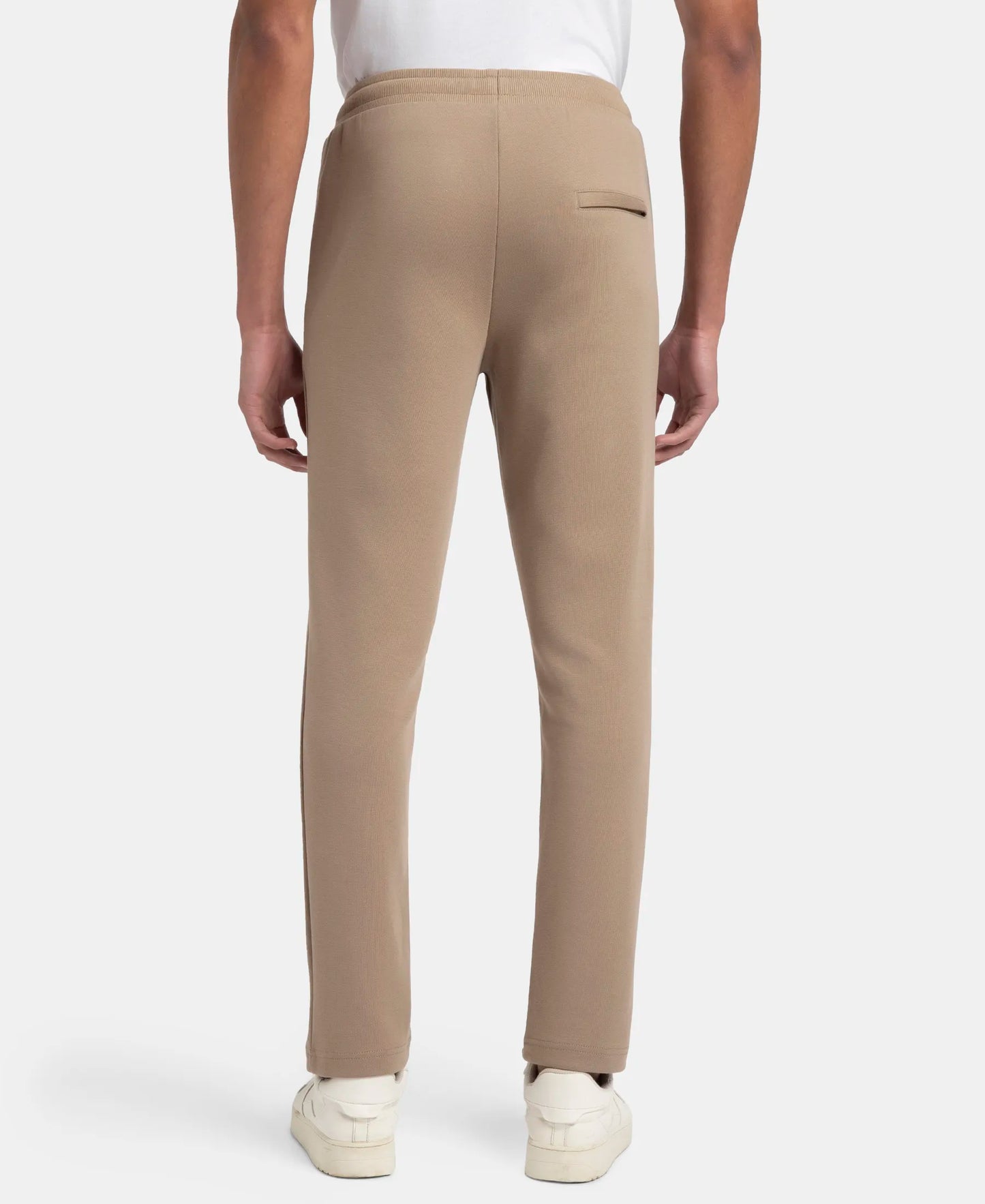 Super Combed Cotton Rich Pique Slim Fit Trackpant with Side Zipper Pockets - Desert Taupe