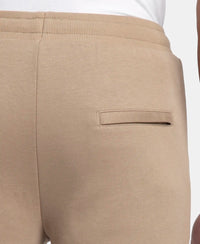 Super Combed Cotton Rich Pique Slim Fit Trackpant with Side Zipper Pockets - Desert Taupe