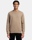 Super Combed Cotton Rich Pique Sweatshirt with Ribbed Cuffs - Desert Taupe