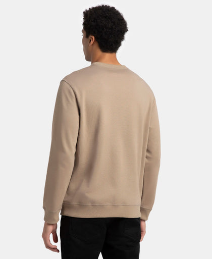 Super Combed Cotton Rich Pique Sweatshirt with Ribbed Cuffs - Desert Taupe