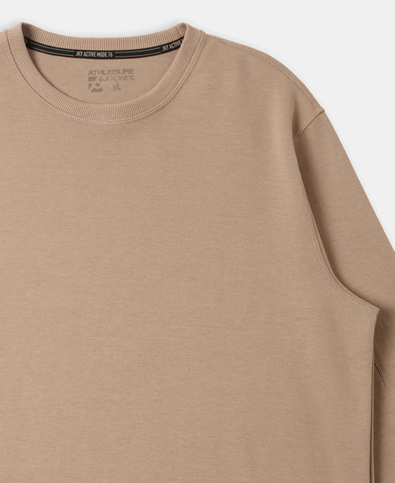 Super Combed Cotton Rich Pique Sweatshirt with Ribbed Cuffs - Desert Taupe