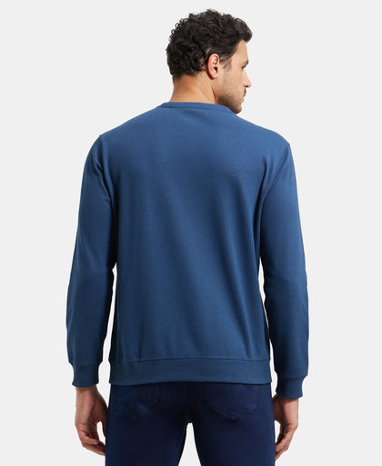 Super Combed Cotton Rich Pique Sweatshirt with Ribbed Cuffs - Insignia Blue