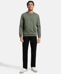 Super Combed Cotton Rich Pique Sweatshirt with Ribbed Cuffs - Thyme