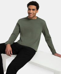 Super Combed Cotton Rich Pique Sweatshirt with Ribbed Cuffs - Thyme