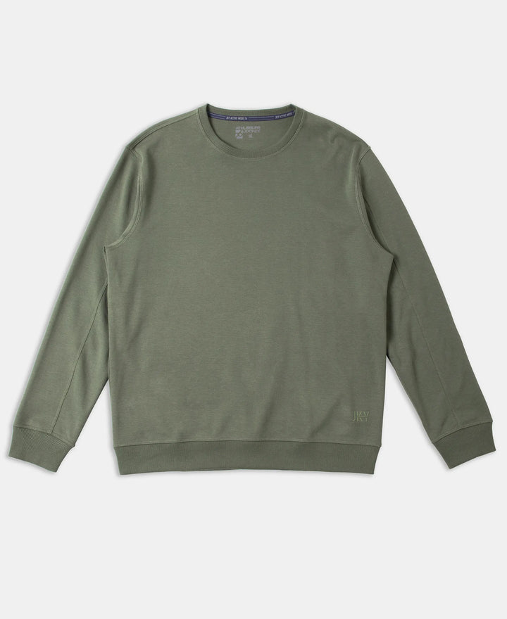 Super Combed Cotton Rich Pique Sweatshirt with Ribbed Cuffs - Thyme